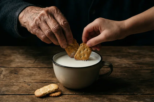 Melk en koekjes bij grootouders