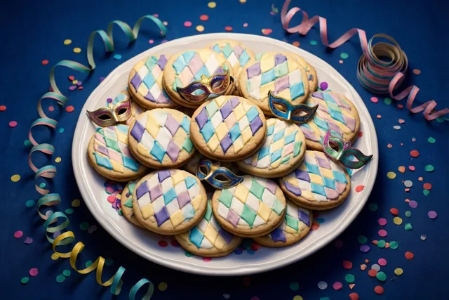 Koekjes in harlekijnkostuum