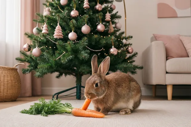 Konijntje geniet van kerst