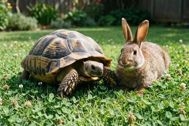 Schildpad en konijn horen samen