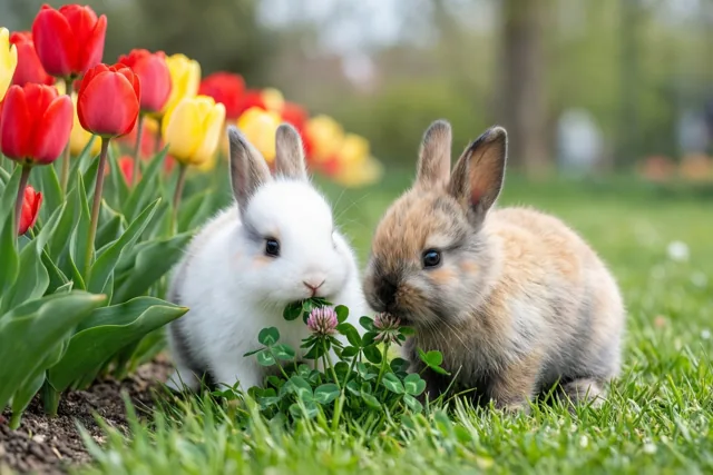 Konijntjes proeven van de lente