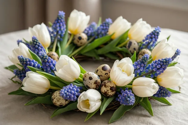 Een zachte paasgroet met tulpen