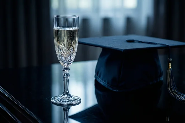 Het glas op je diploma