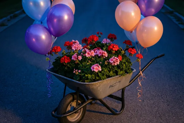 Geraniums voor een feestelijke verjaardagsavond