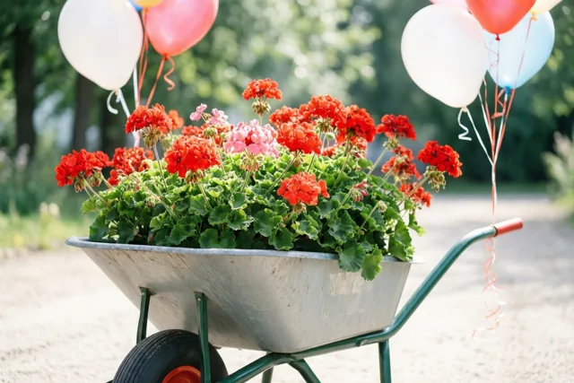 Een kruiwagen bloemen voor je verjaardag