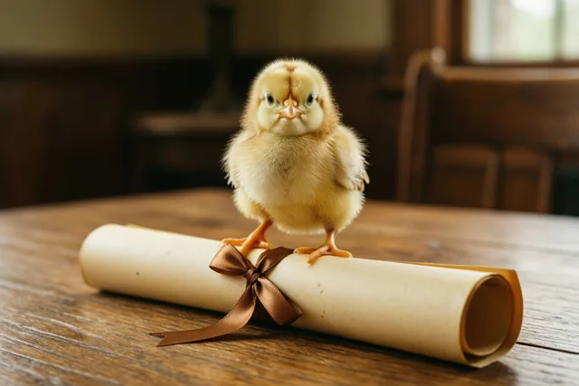 Piepklein kuiken, knappe prestatie