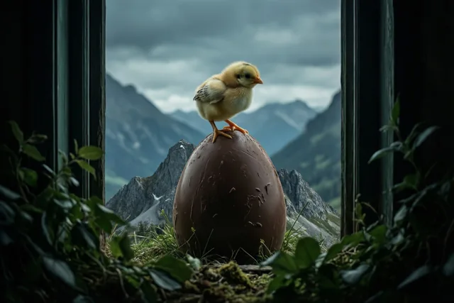Pasen op een chocoladeberg