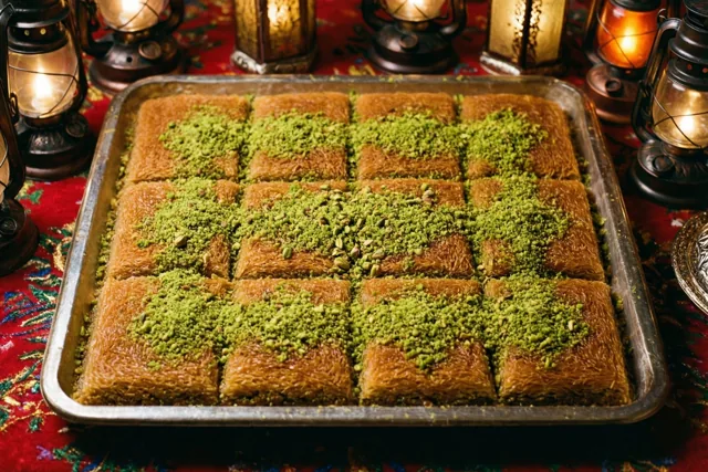 Suikerfeest met pistache en kunafa