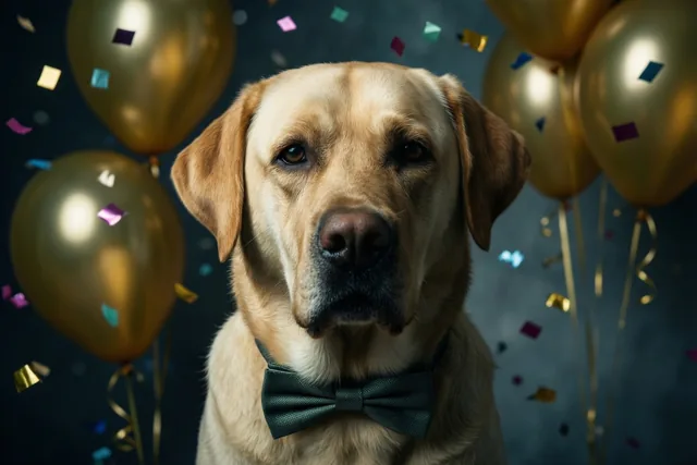 Labrador op zijn feestbest