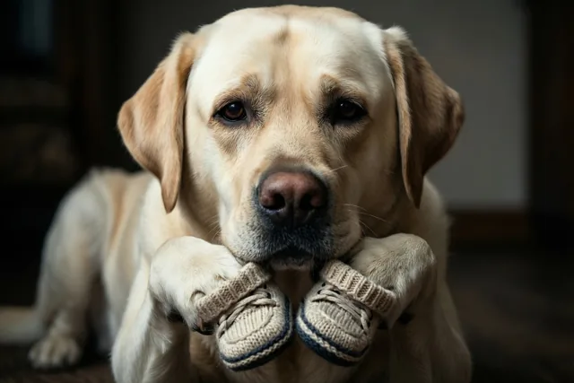 Babyslofjes met een hondenoppas