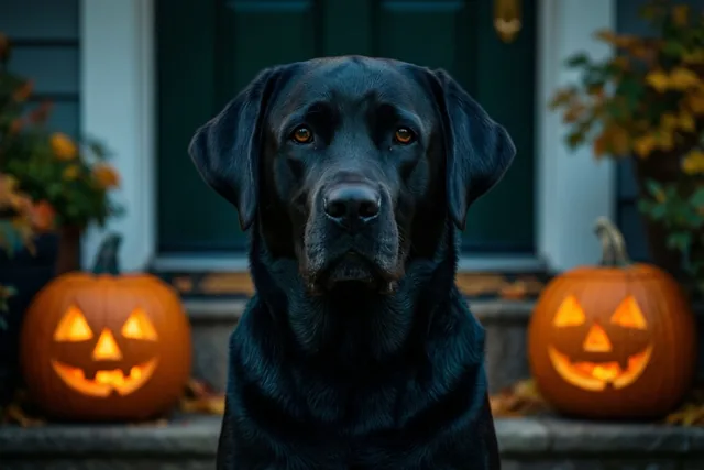 Labrador begroet de griezelnacht
