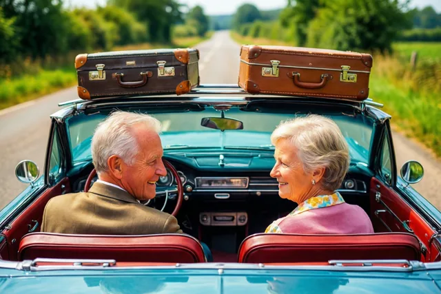 Glimlachend op pensioen met de oldtimer