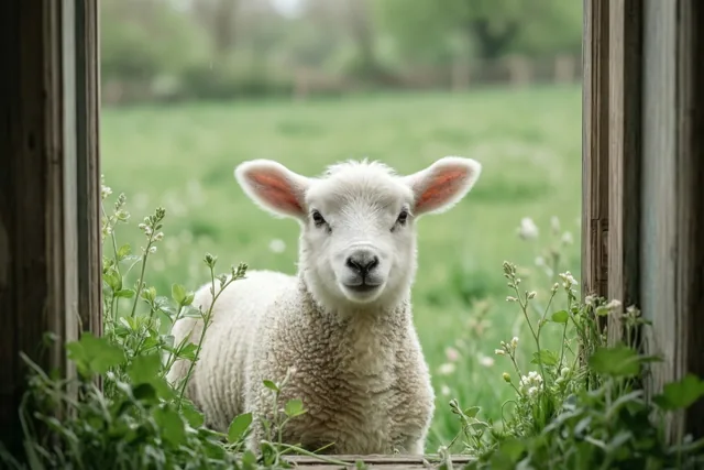 Een lammetje komt piepen