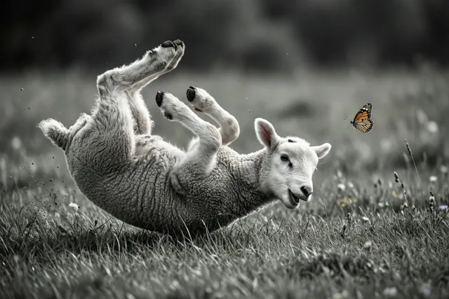 Lente met de pootjes omhoog
