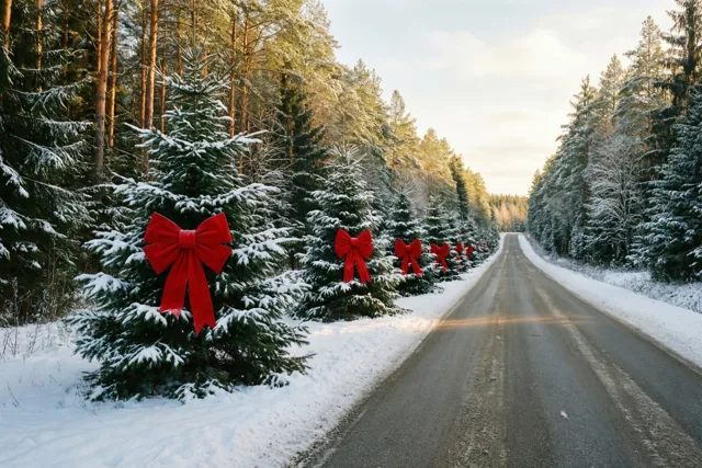 Een winterweg naar kerst