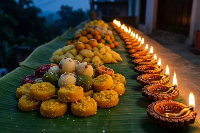 Een tafel vol Diwaliwarmte