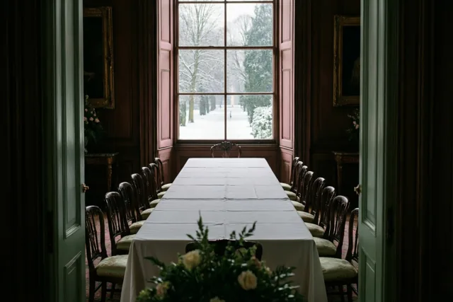 Winterzicht vanuit het landhuis