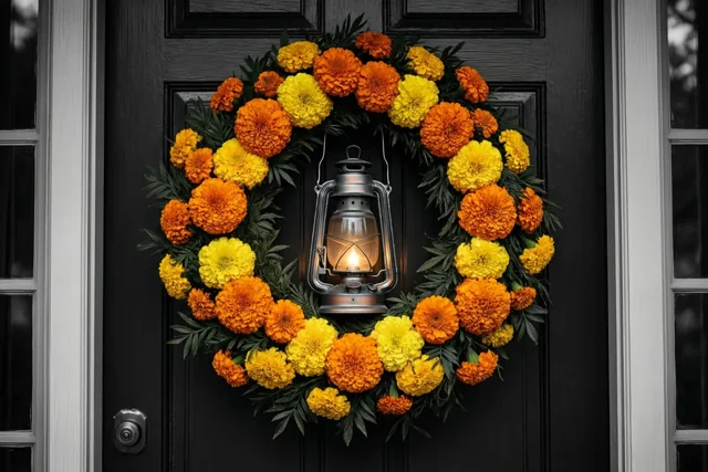 Lichtjesfeest met een bloemenkrans
