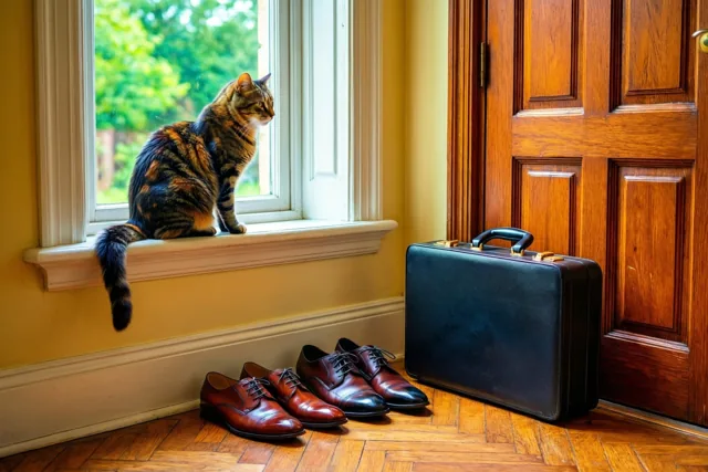 Poes wacht tot na het werk