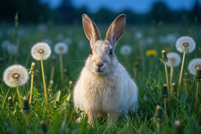 De haas geniet van lente