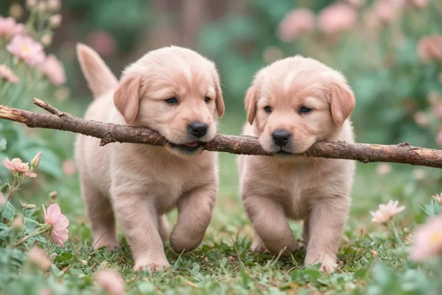 Samen uit, trouwe pups