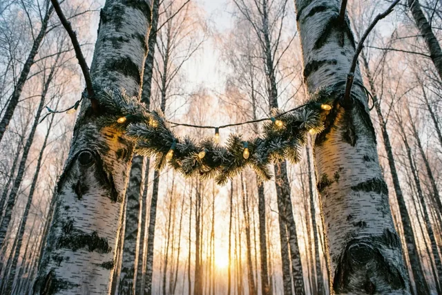 Kerstlicht bij de eerste zon
