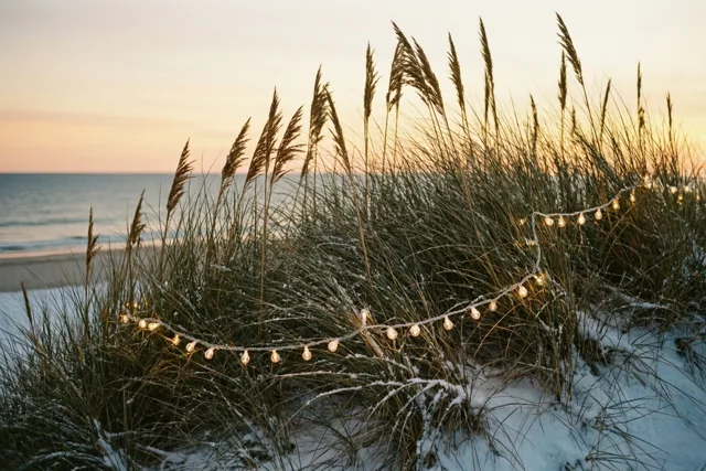 Kerstlicht in de sneeuwduinen