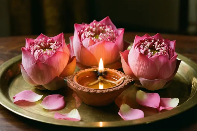 Diwali met zachte lotusbloemen