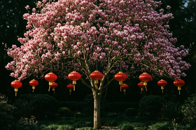 Zachte magnolia, warme nieuwjaarswensen