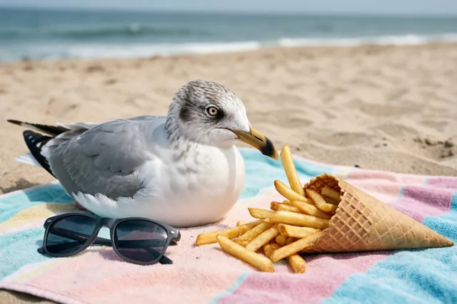 Frietjes met een strandgast