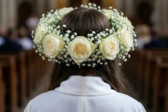 Met bloemen naar je communie