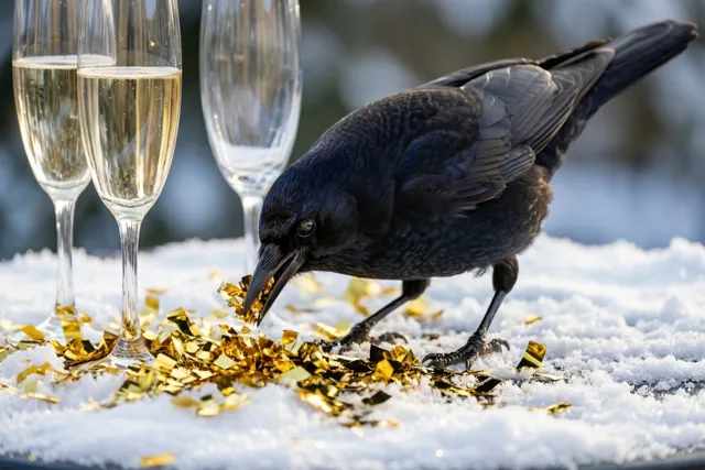De merel begroet het nieuwe jaar