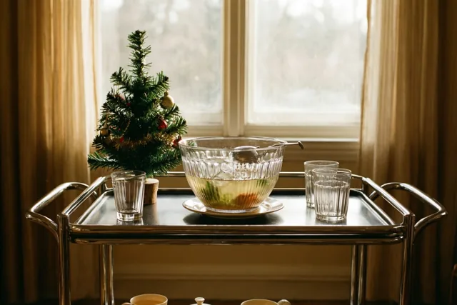 Kerstgezelligheid op de serveerwagen