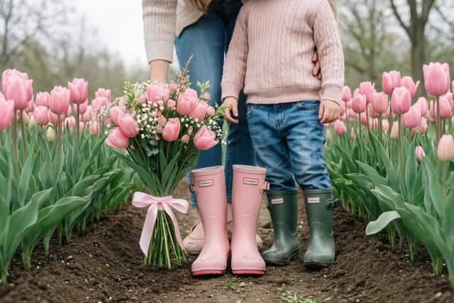 Mama, tulpen om ons heen