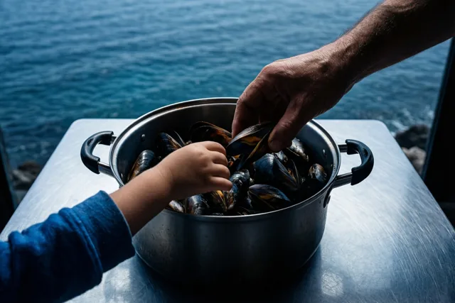 Mosseltjes met papa