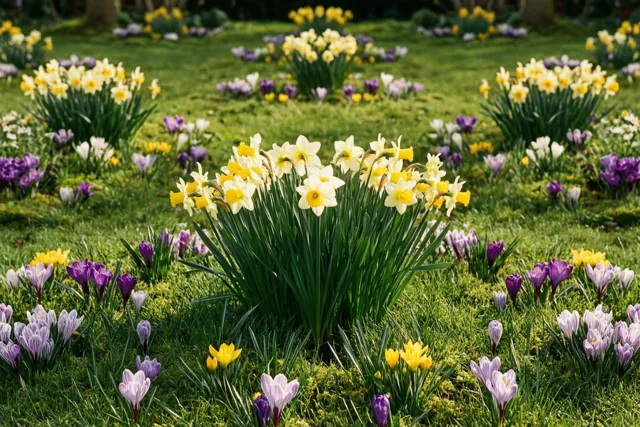 Bloemen overal in het gras