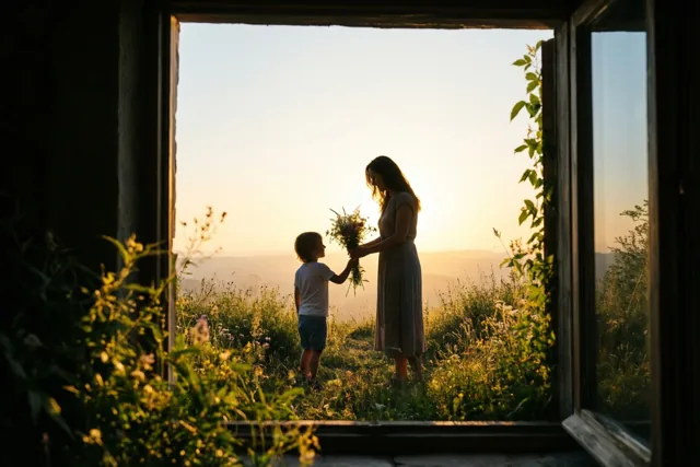 Mama, bloemen bij het ochtendlicht