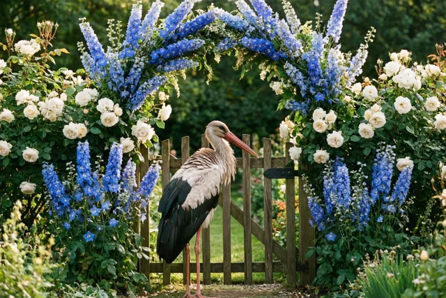 De ooievaar brengt bloemen mee