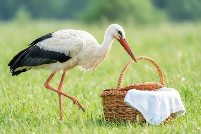 Ooievaar op kraambezoek