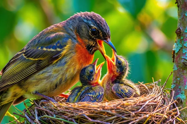 Kleur in mama's nest