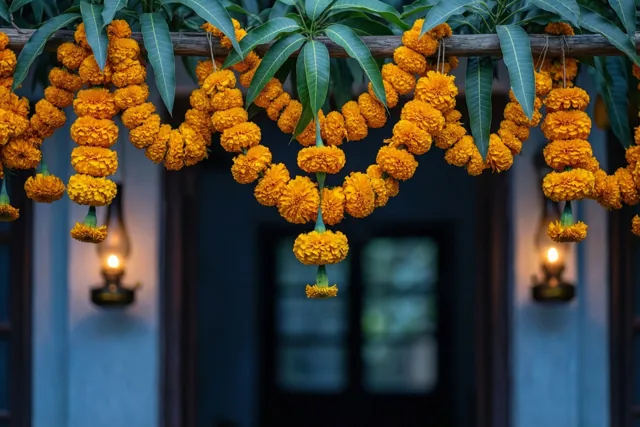 Bloemenslingers verwelkomen het lichtjesfeest