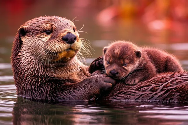 Mama otter houdt je vast