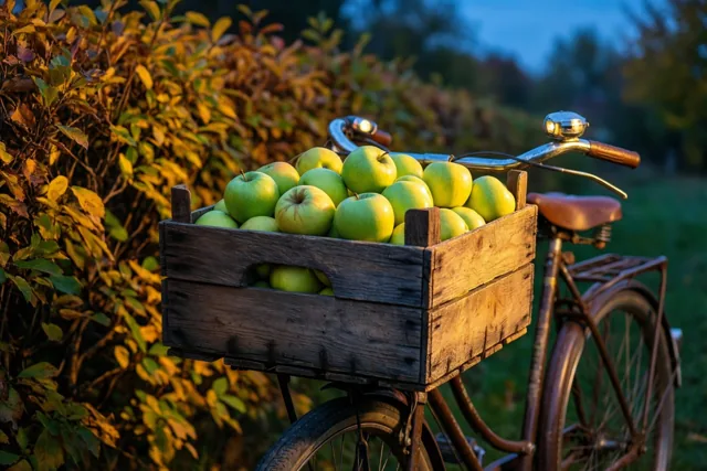 Herfstoogst op een oude fiets