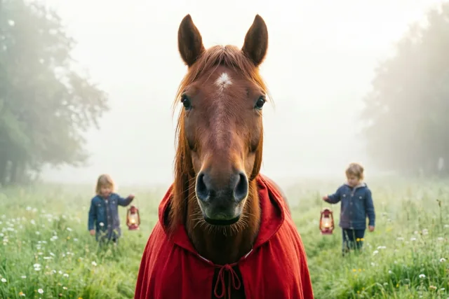 Een paard wacht op Sint-Maarten