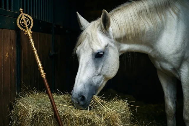 Hooipauze voor het sintenpaard