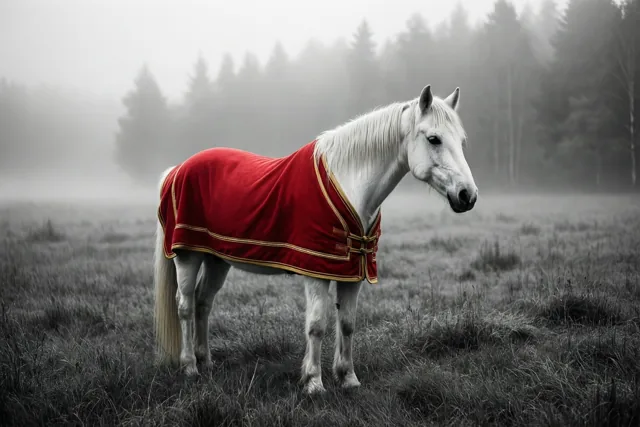 Het sintenpaard straalt in rood