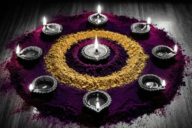 Diwali met sierlijke lichtjes