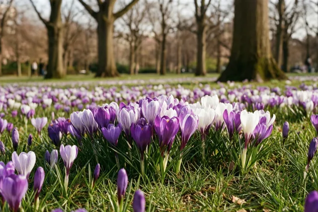 Krokussen kondigen de lente aan