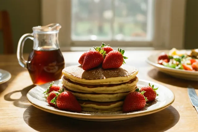 Pannenkoeken in de ochtendzon