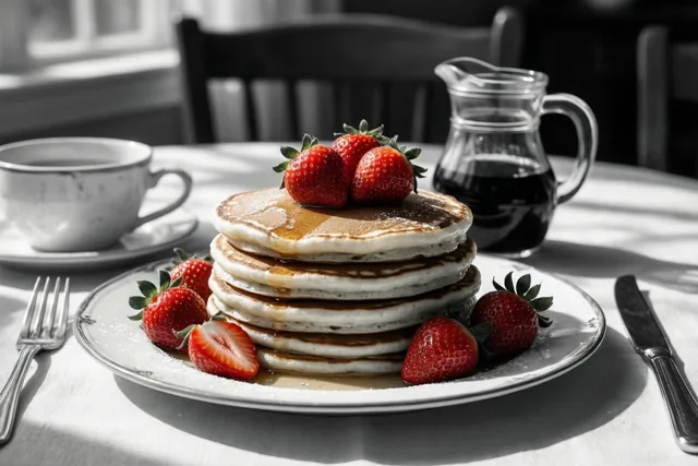 Aardbeien kleuren je pannenkoekenontbijt